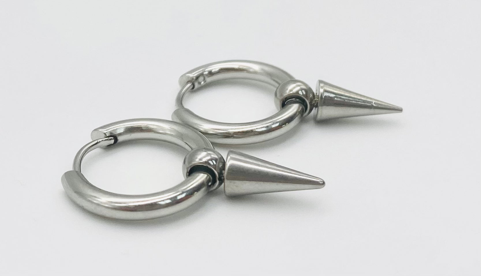 Silver Spiked Hoop Earrings