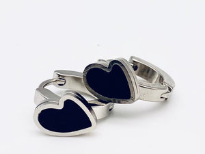 Silver and Black heart huggies