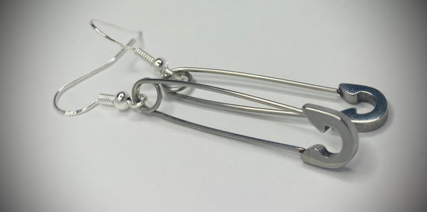 Sterling Silver Earrings With Safety Pin