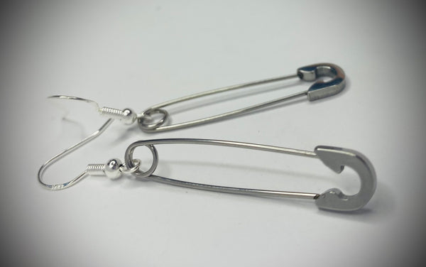 Sterling Silver Earrings With Safety Pin